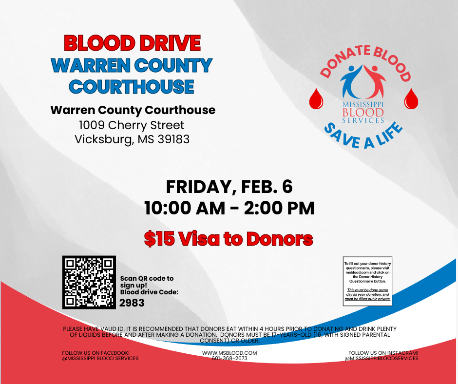 blood drive flyer with dates and times